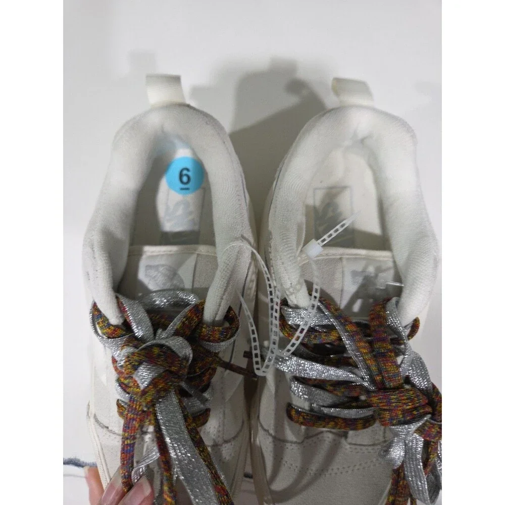 Vans Knu Skool Stack Platform Shoes White/Multi Color Laces Women’s SZ 6 Shoe B2